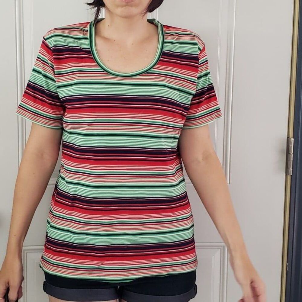 70s‎ Red, Green, and Blue Striped Tee
